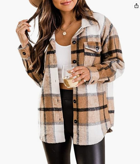 Damen Kariertes Flanellhemd Stilzeits