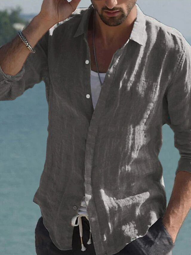 Herren lässige Leinenhemd Stilzeits