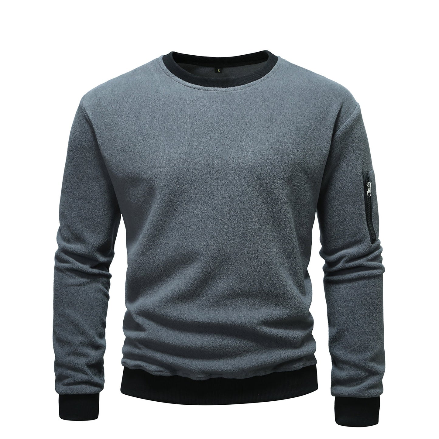 Herren kuscheliger Fleece-Pullover mit Reißverschlusstasche Stilzeits