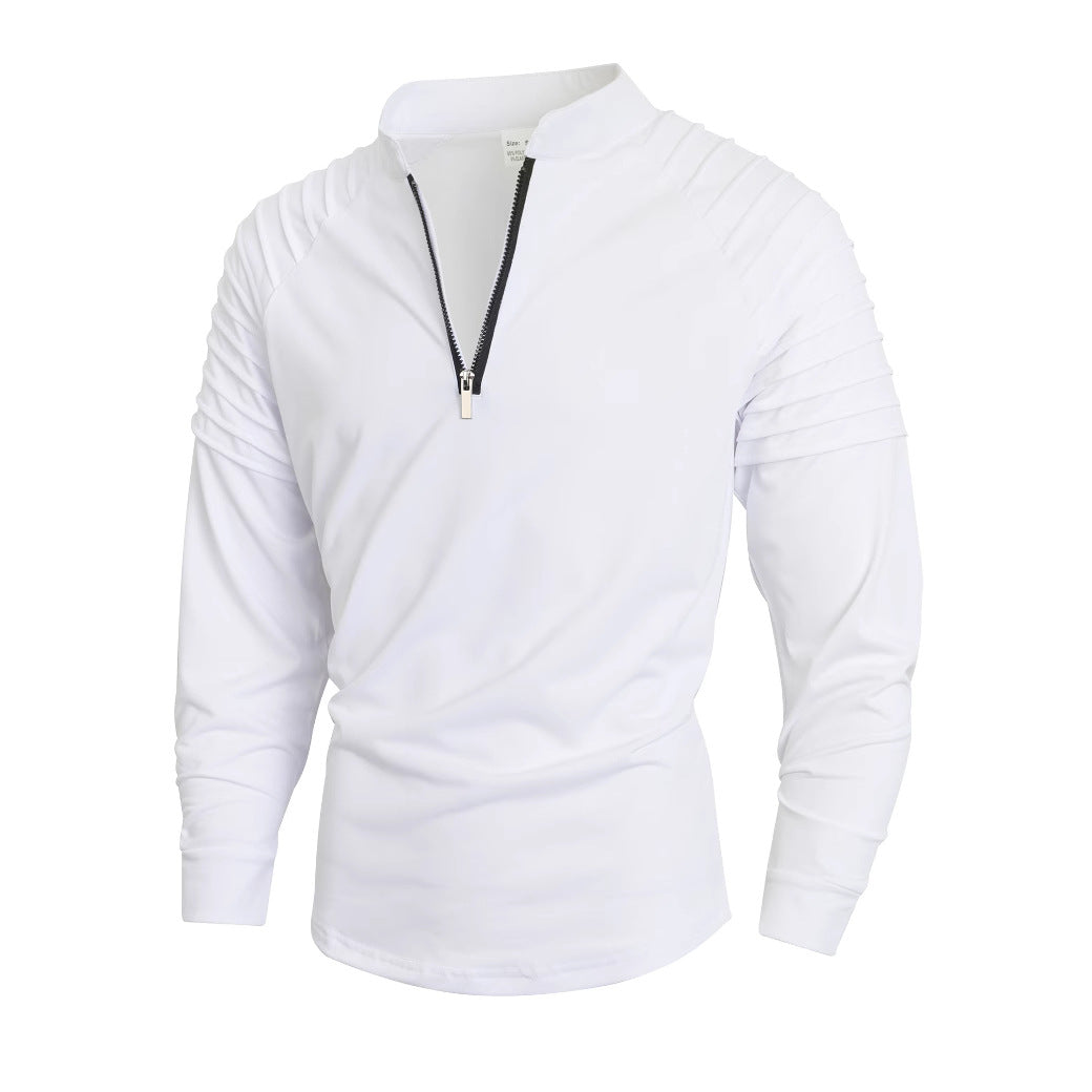 Herren Langarmshirt mit modernem Stehkragen und Reißverschluss Stilzeits