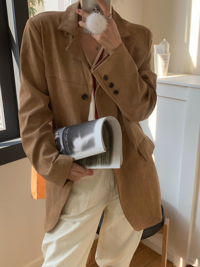 Damen Elegante und bequeme Wildlederjacke Stilzeits