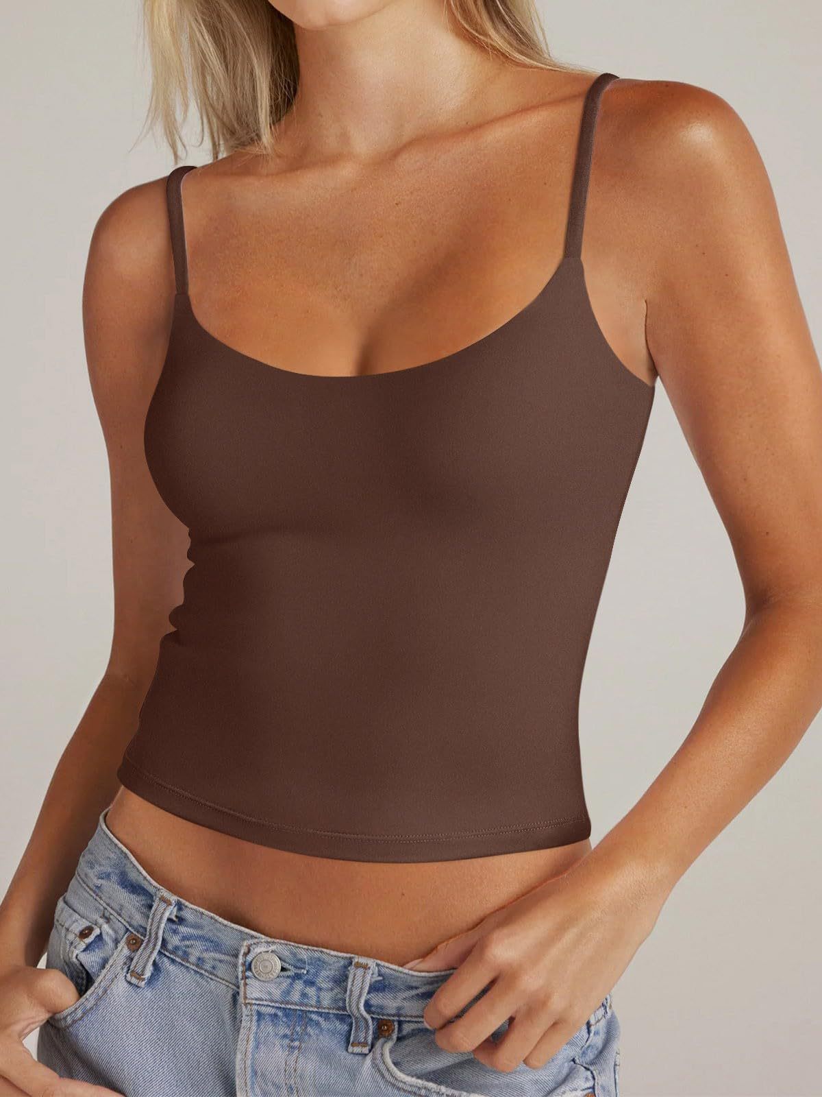 Trendiges Sommer-Top von Fudus mit Rundhalsausschnitt und verstellbaren Trägern