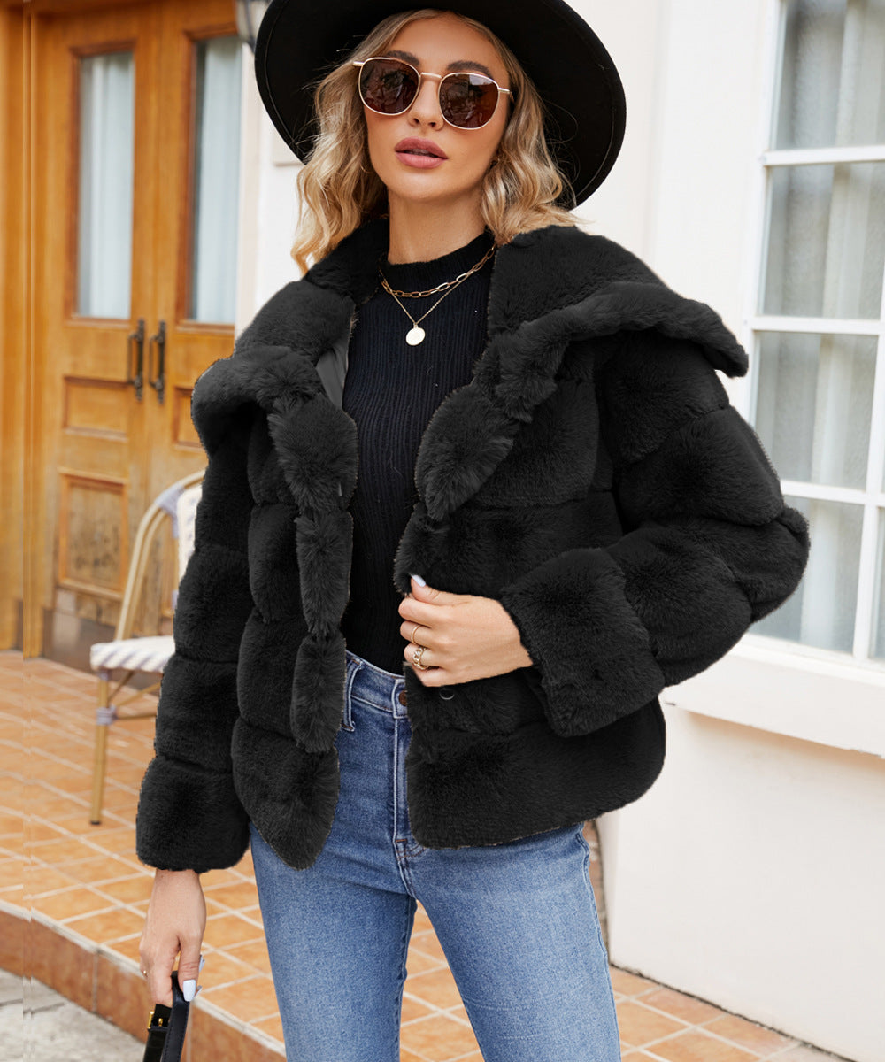 Damen Fleece-Puffjacke mit Kapuze Stilzeits