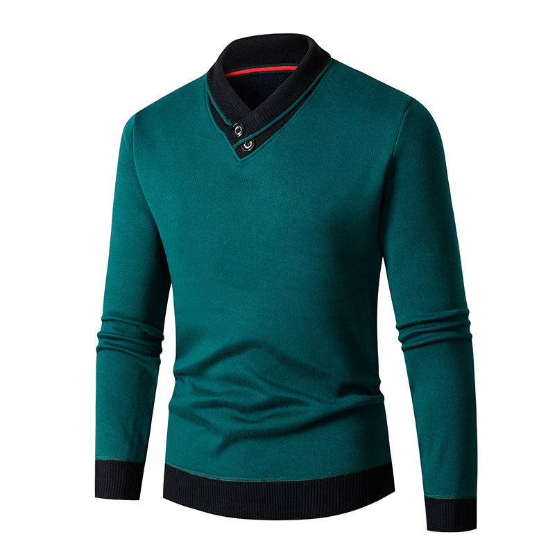 Herren Pullover mit modernem Schalkragen und Knopfdetails Stilzeits
