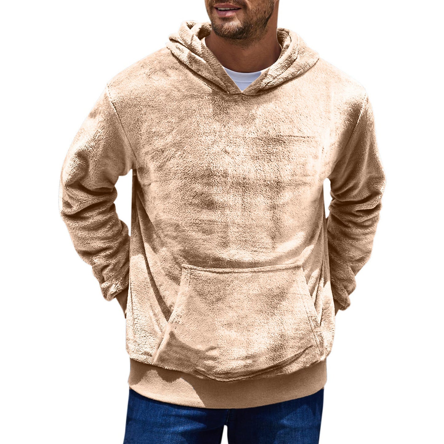 Herren kuscheliger Fleece Hoodie mit Kängurutasche Stilzeits