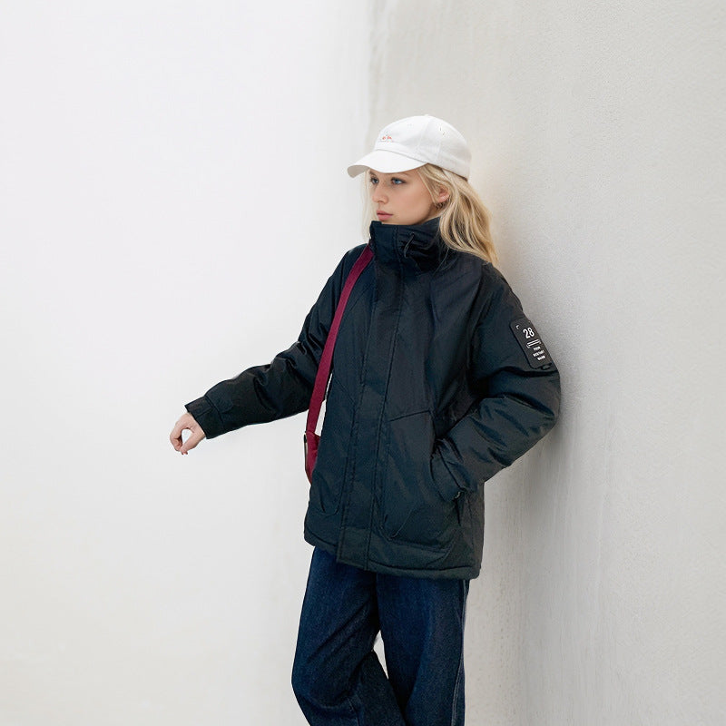 Damen isolierte Funktionsjacke mit hohem Kragen und strategischen Taschen Stilzeits