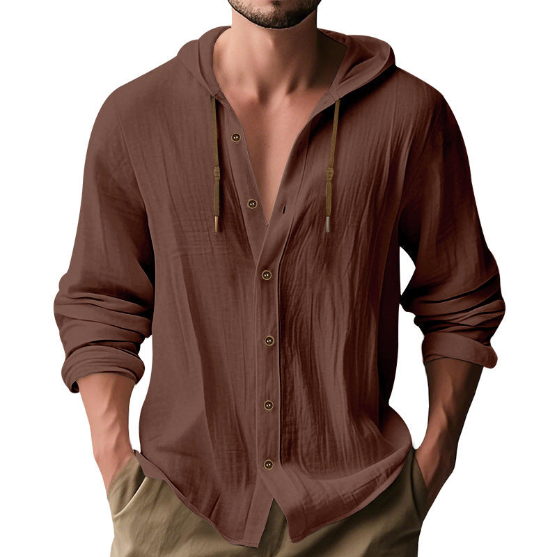 Herren lässiges Kapuzenshirt aus atmungsaktiver Baumwolle mit Knopfleiste und verstellbarem Kordelzug Stilzeits