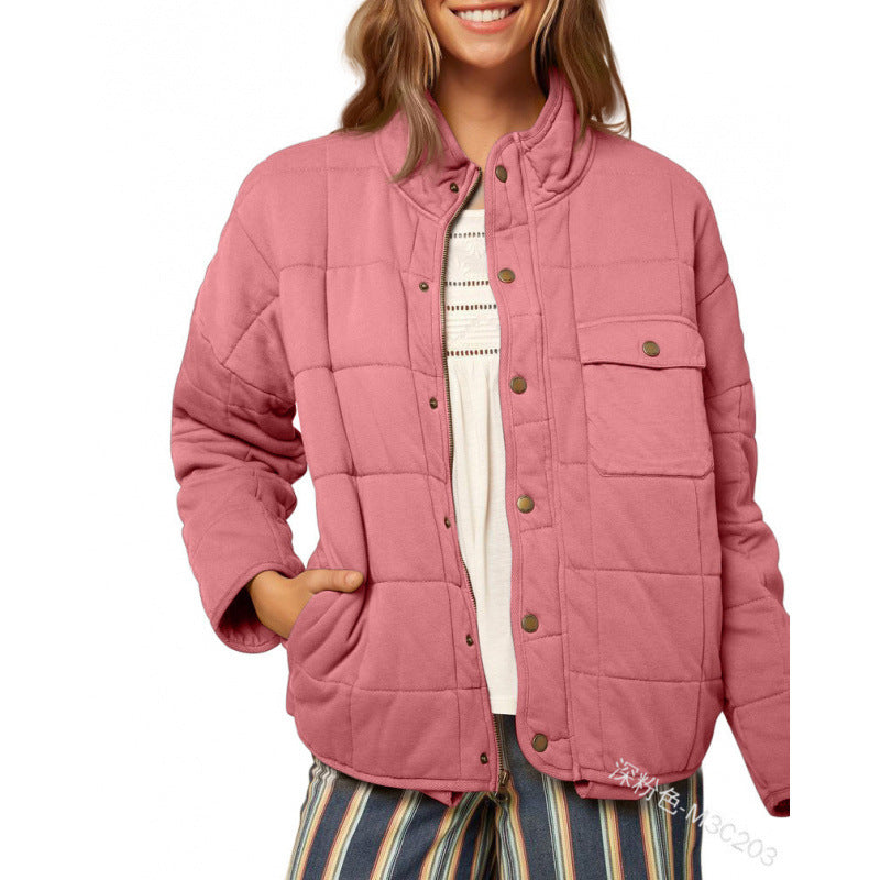 Damen Steppjacke mit dekorativem Knopf Stilzeits