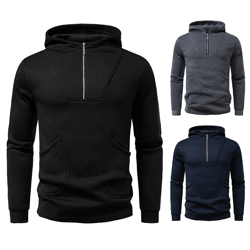 Herren Kapuzenpullover mit modernem Zipper und praktischen Taschen Stilzeits