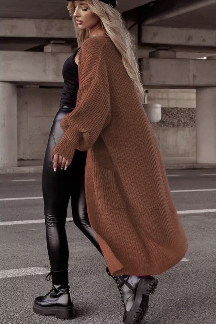 Damen Grobstrickmantel im lässigen Oversized-Stil mit tiefen Taschen Stilzeits