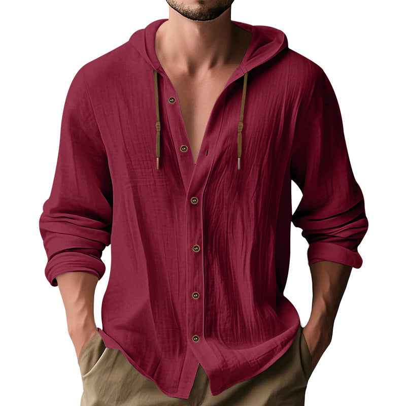 Herren lässiges Kapuzenshirt aus atmungsaktiver Baumwolle mit Knopfleiste und verstellbarem Kordelzug Stilzeits