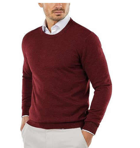 Herren eleganter Rundhals-Pullover aus feiner Baumwolle Stilzeits