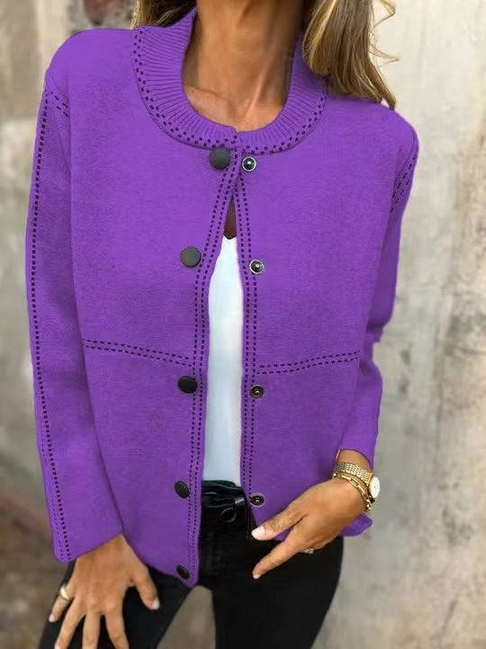 Damen Strickjacke mit Knopfleiste und edler Halslinie Stilzeits