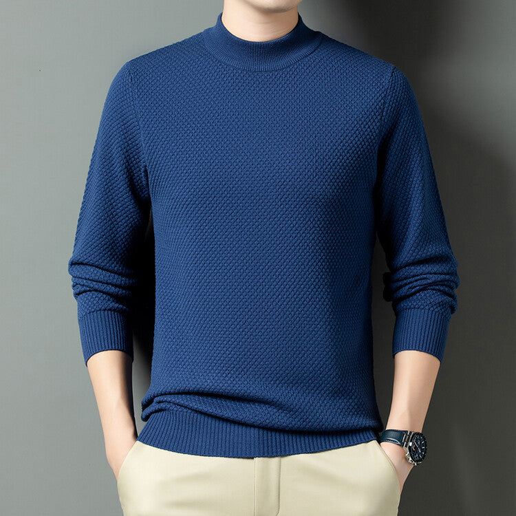 Herren Strukturierter Rollkragenpullover aus hochwertiger Baumwolle Stilzeits