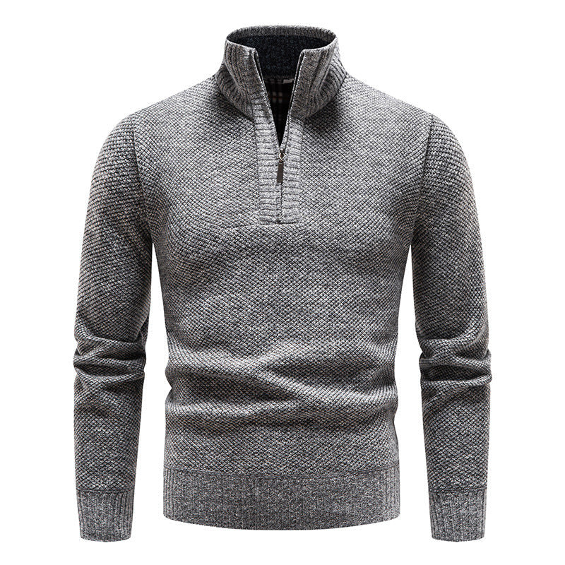 Herren eleganter Strickpullover mit modernem Stehkragen und Reißverschluss Stilzeits