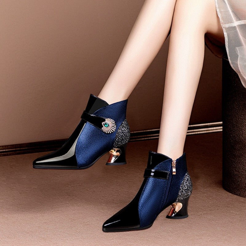 Damen modische Stiefeletten mit funkelndem Akzent Stilzeits