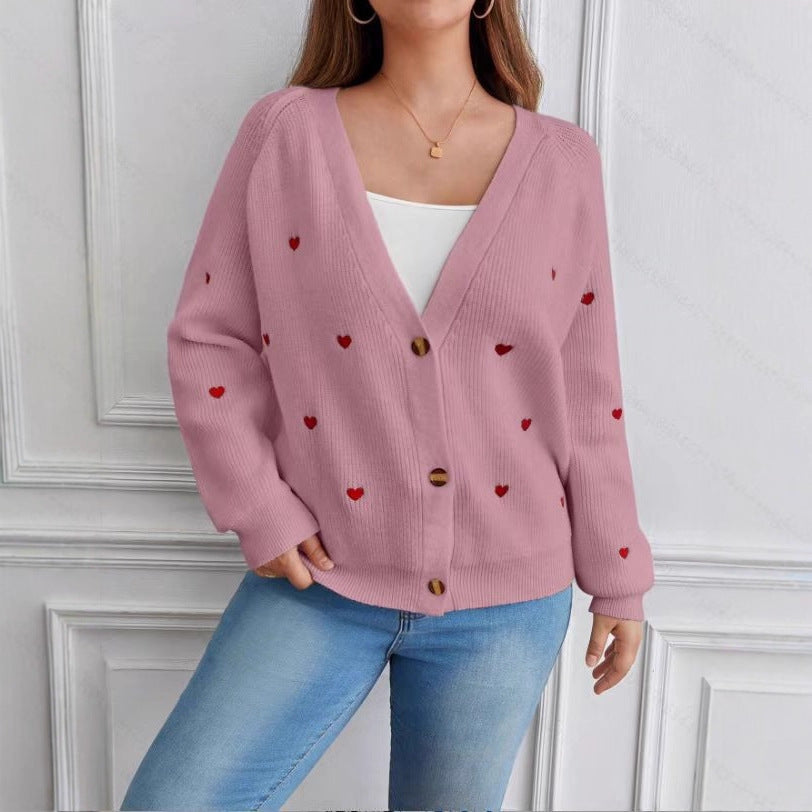 Damen Strickjacke im verspielten Herzdesign Stilzeits