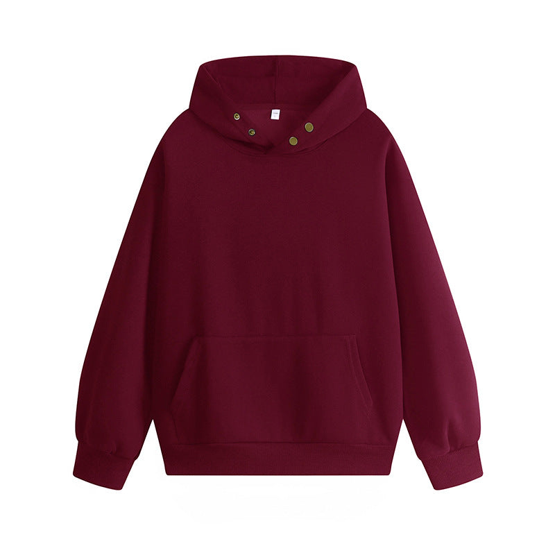 Damen Kapuzenpullover mit innovativem Schnitt und praktischen Druckknöpfen Stilzeits