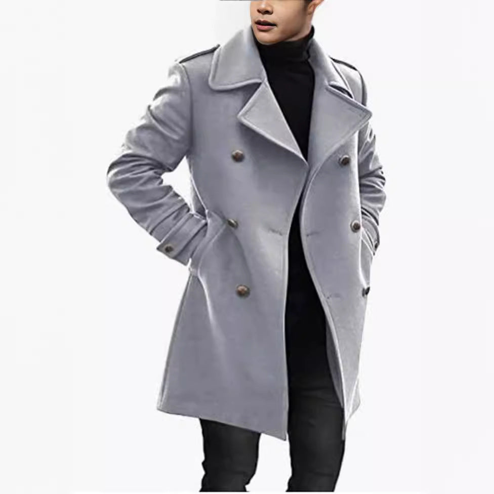 Herren eleganter, doppelreihiger Wollmantel Stilzeits