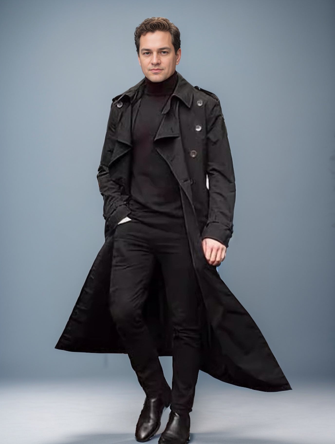 Herren Langer Trenchcoat Stilzeits