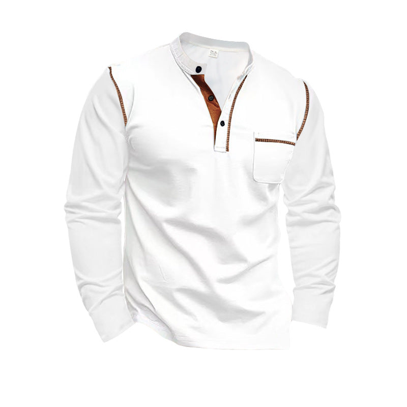 Herren Langarm-Henley-Shirt mit modischen Kontrastdetails Stilzeits
