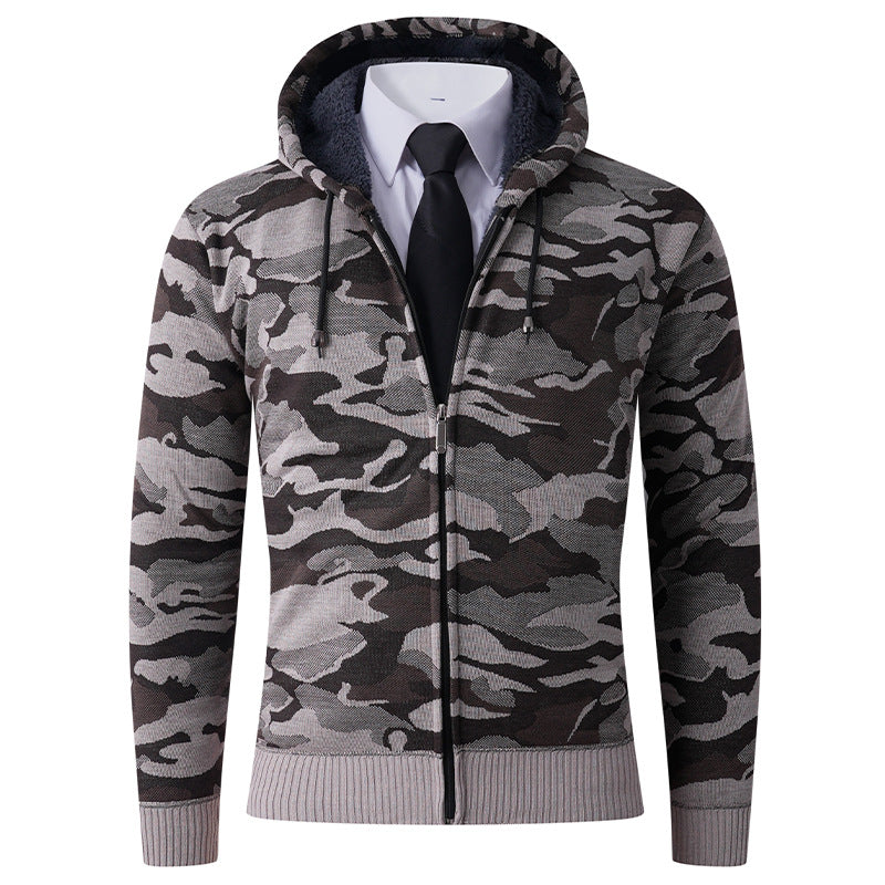 Herren modischer Hoodie mit gefütterter Kapuze und kräftigem Camouflage-Muster Stilzeits