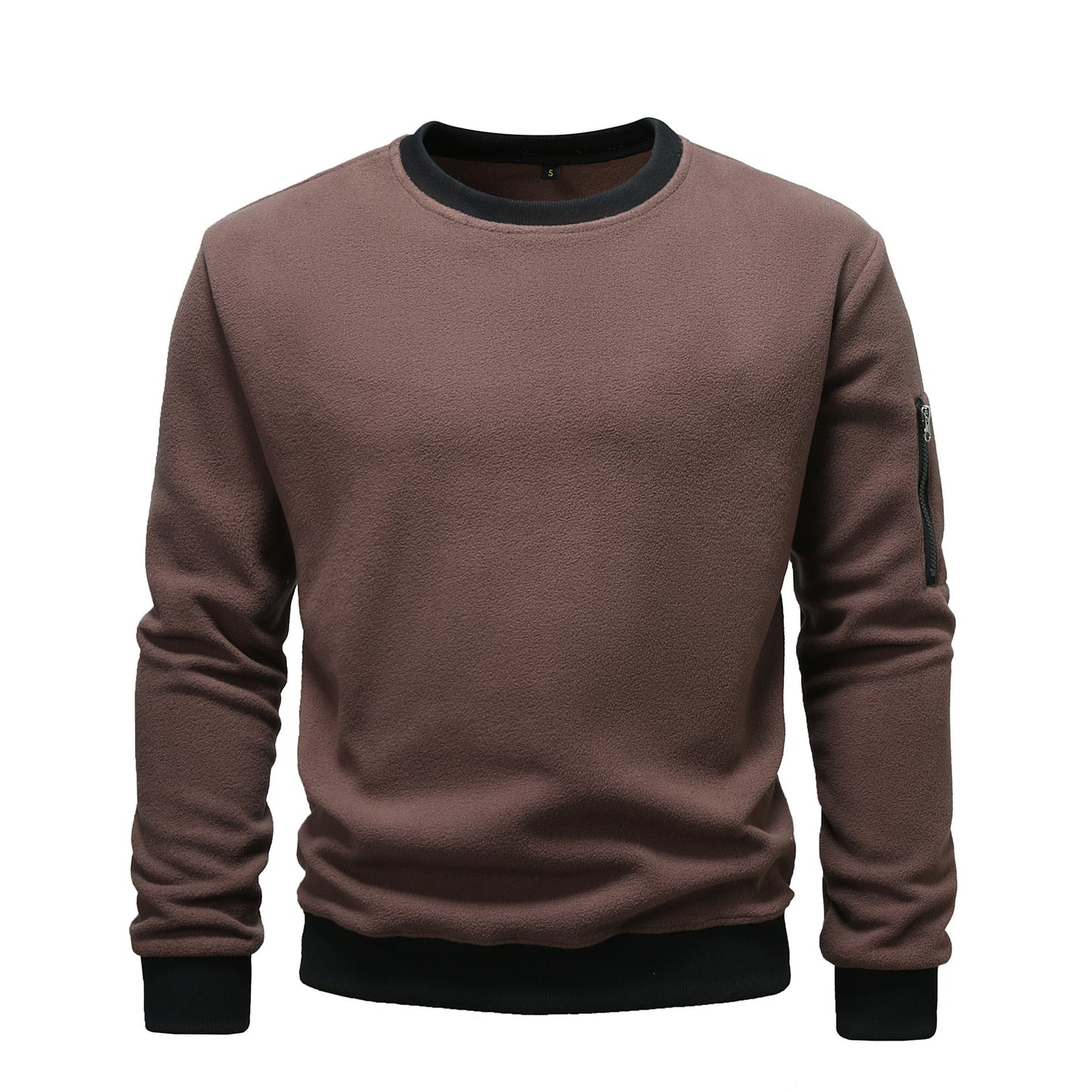 Herren kuscheliger Fleece-Pullover mit Reißverschlusstasche Stilzeits