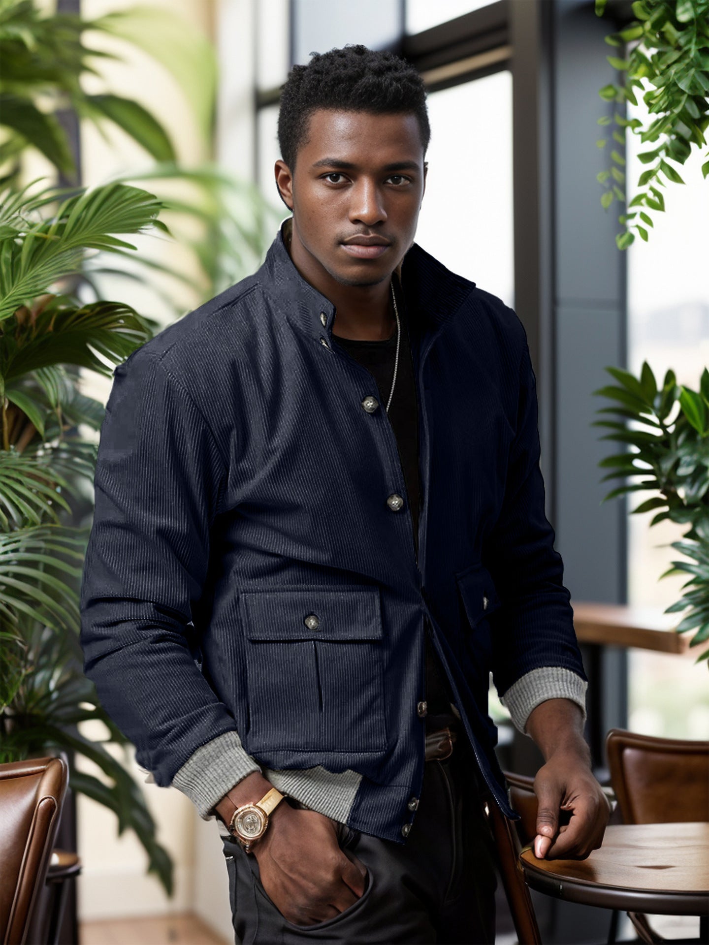 Herren bequeme Utility-Jacke mit praktischen Taschen Stilzeits