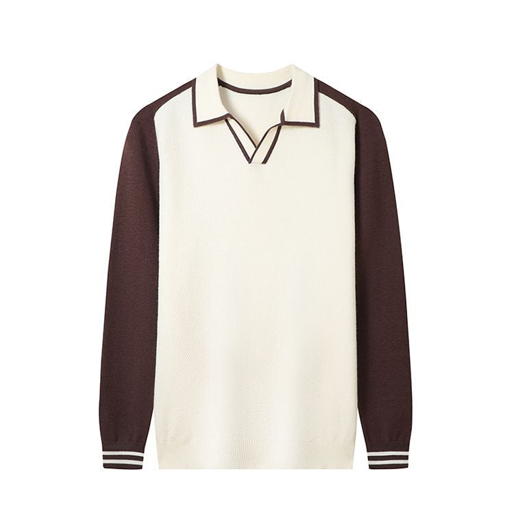 Herren Feinstrickpullover mit V-Ausschnitt und modischem Kontrastdesign Stilzeits