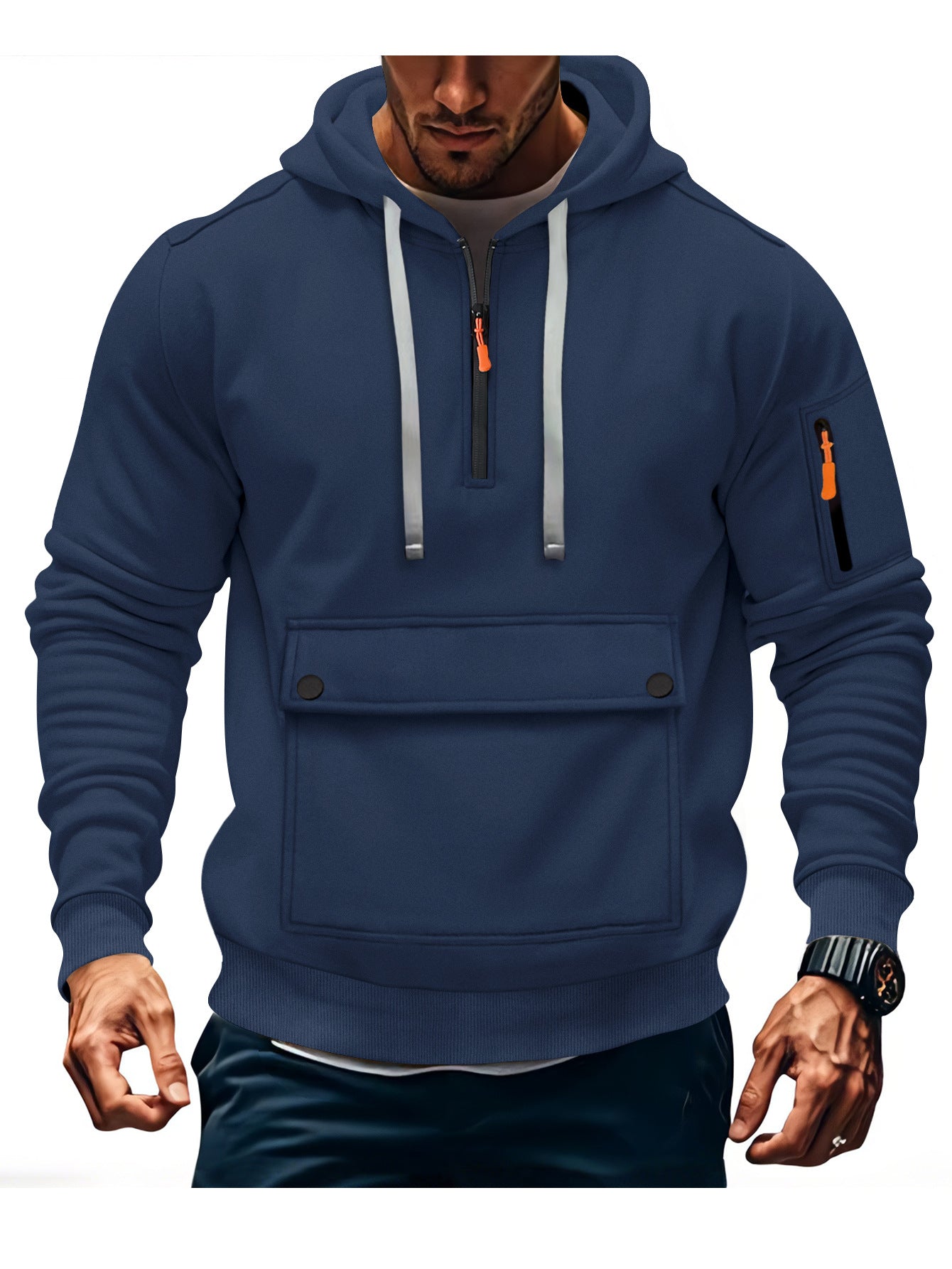 Herren lässige Kapuzenpullover mit praktischen Taschen Stilzeits