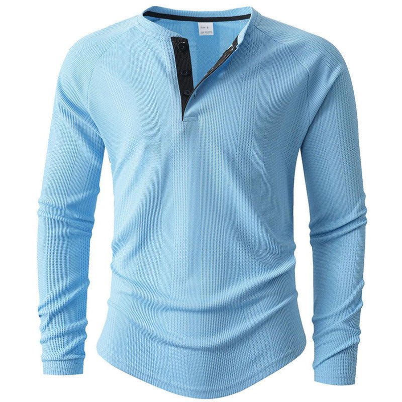 Herren Langarm Henley-Shirt mit strukturierter Oberfläche Stilzeits