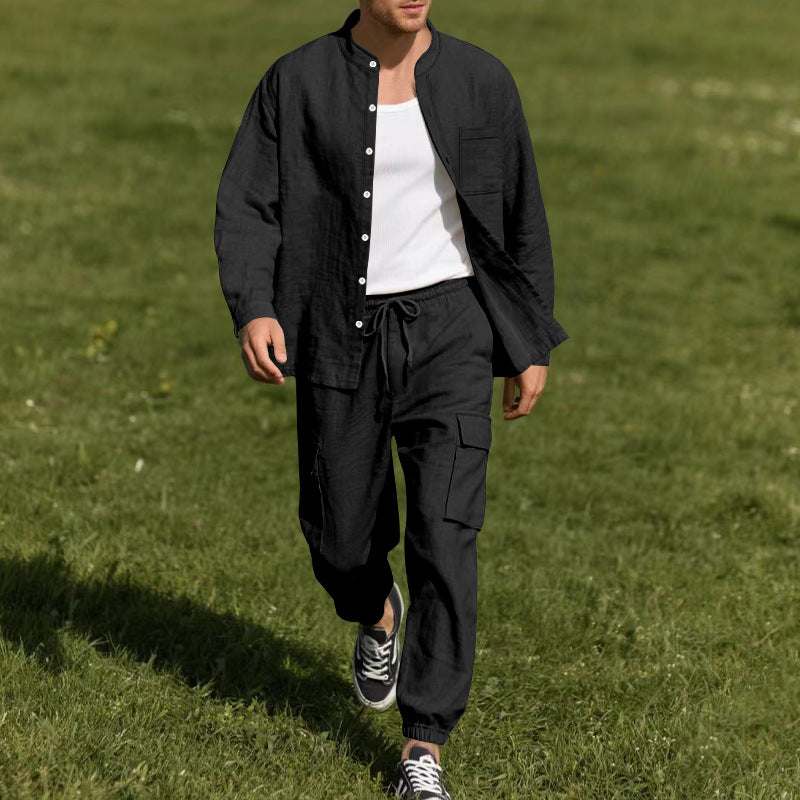 Herren lässiges Leinen-Set mit praktischen Taschen und atmungsaktiver Stoffqualität Stilzeits