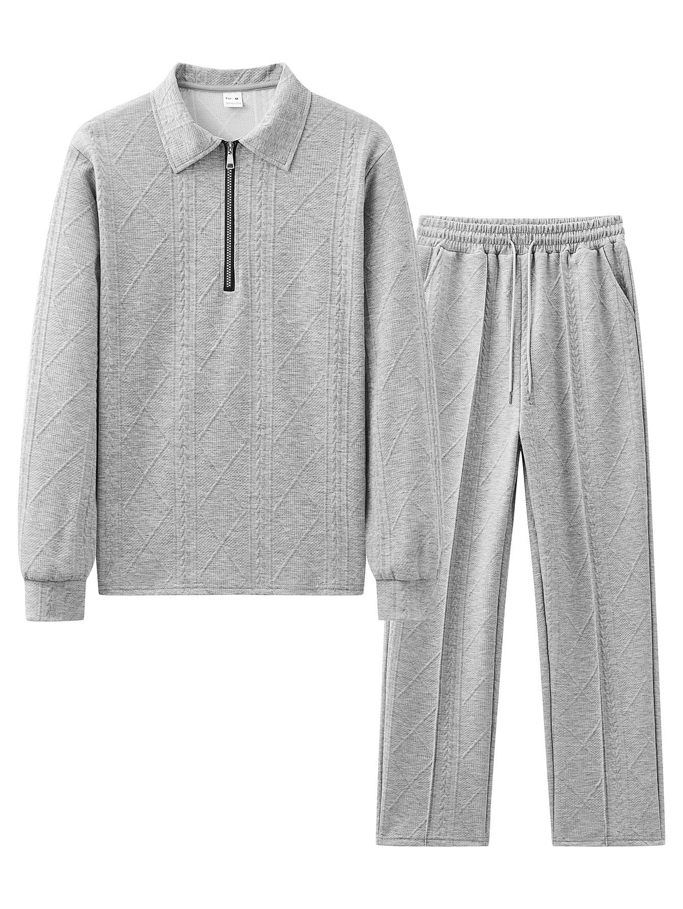 Herren gemütlicher Freizeitanzug mit Reißverschluss und Rippstruktur Stilzeits
