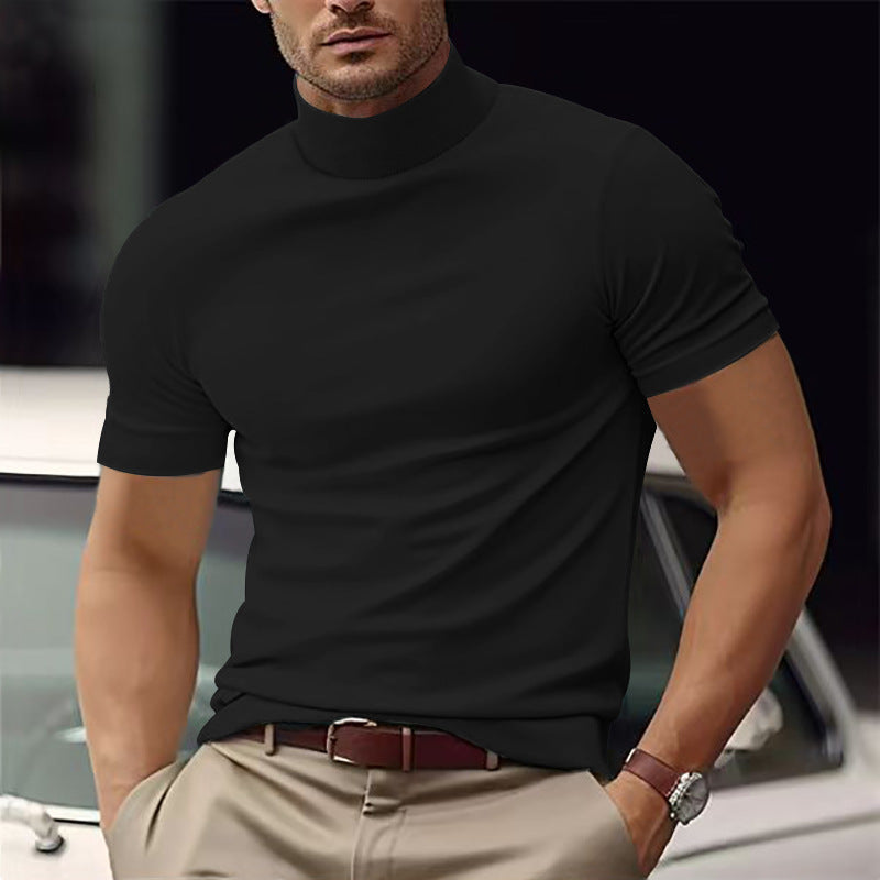 Herren Kurzarm Turtleneck T-Shirt Stilzeits