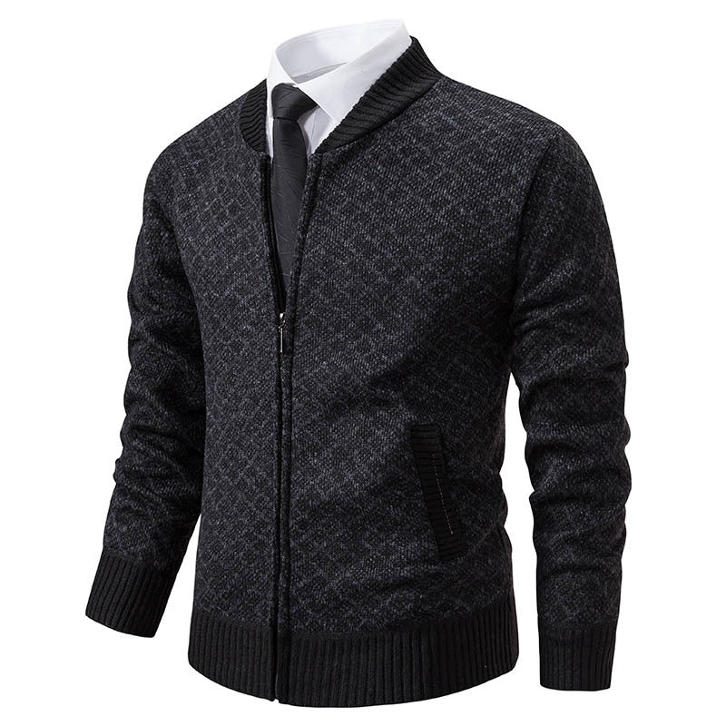 Herren Strickjacke mit modernem Zippverschluss und strukturiertem Design Stilzeits