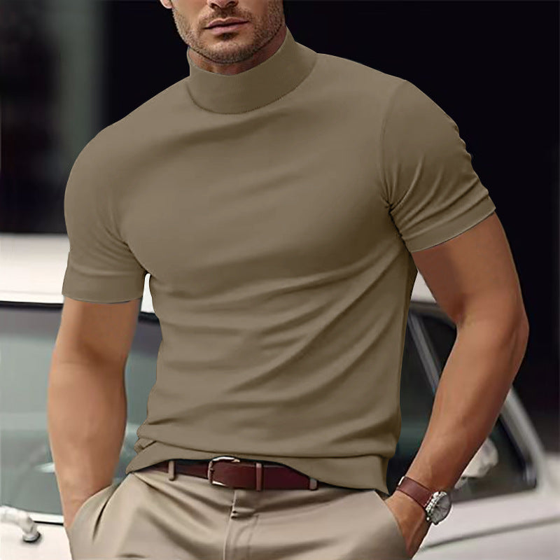 Herren Kurzarm Turtleneck T-Shirt Stilzeits