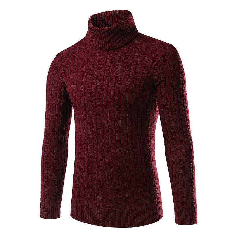 Herren stilvoller Rollkragenpullover mit Zopfmuster Stilzeits