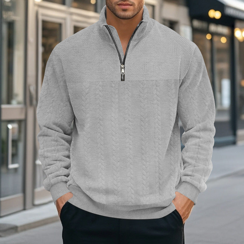 Herren Strickpullover mit modernem Stehkragen und Reißverschluss Stilzeits