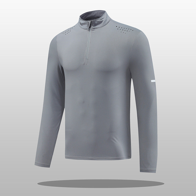Herren Funktions-Langarmshirt mit Reißverschluss und atmungsaktivem Material Stilzeits