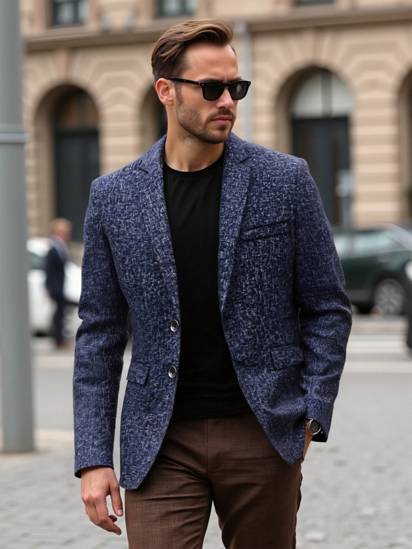 Herren eleganter strukturierten Blazer mit modernem Gewebe und stilvollen Details Stilzeits