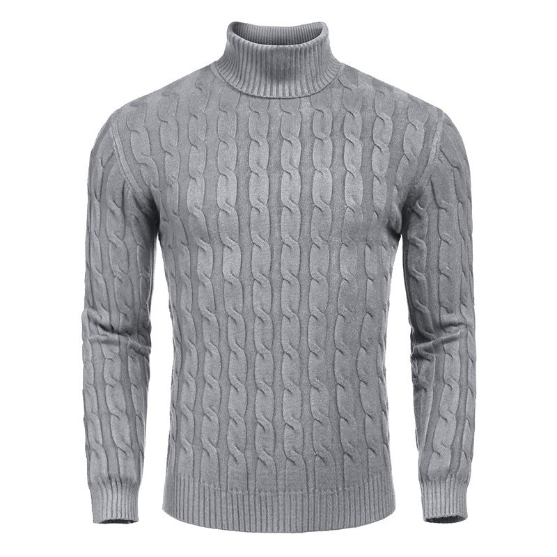 Herren modischer Rollkragenpullover mit Zopfmuster Stilzeits