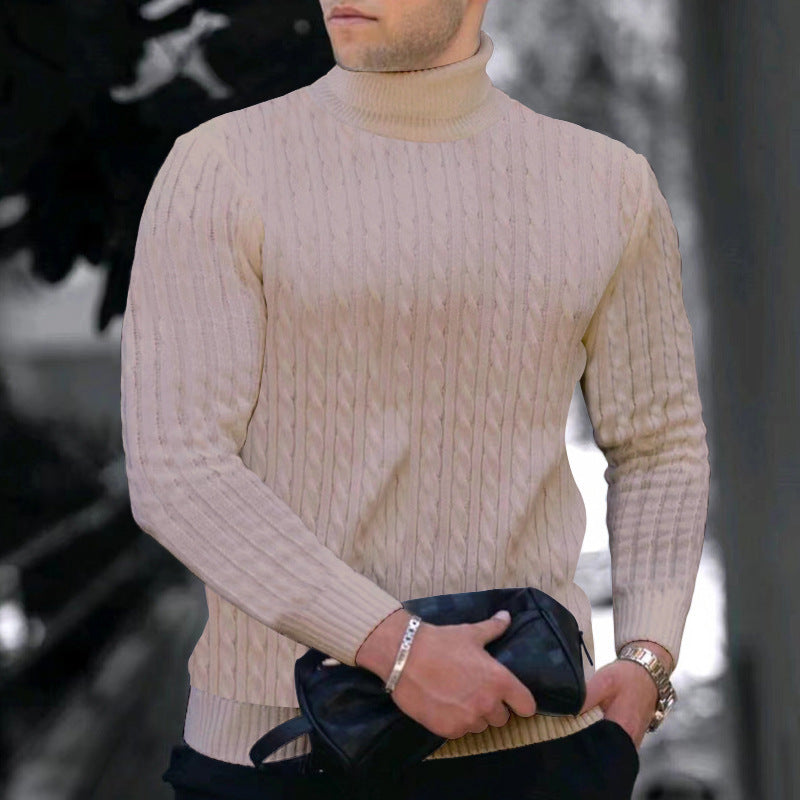 Herren moderner Rollkragenpullover mit strukturiertem Design Stilzeits
