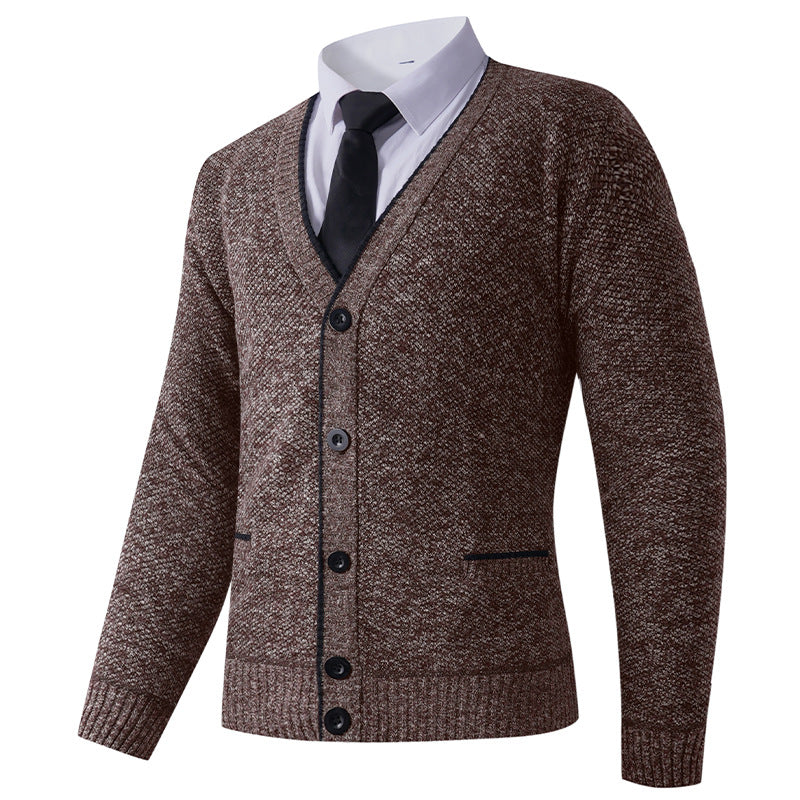 Herren Strickjacke mit V-Ausschnitt und klassischem Design Stilzeits