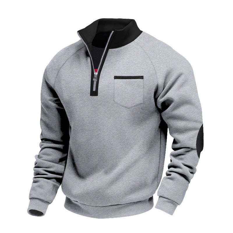 Herren Sweatshirt mit Stehkragen und praktischen Taschen Stilzeits
