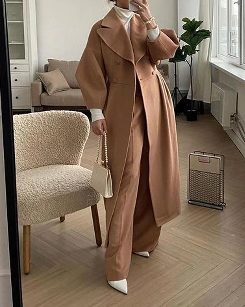 Damen eleganter Trenchcoat mit hohem Schlitz und Puffärmeln Stilzeits