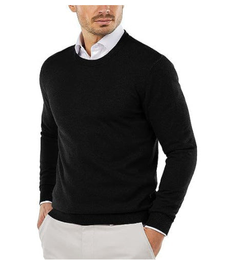 Herren eleganter Rundhals-Pullover aus feiner Baumwolle Stilzeits