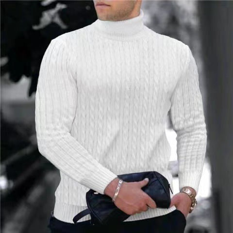 Herren Strickpullover mit modernem Rippmuster und hohem Kragen Stilzeits