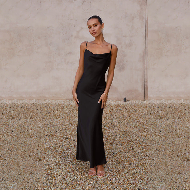 Damen Seidenmaxikleid mit elegantem Schnitt und schmeichelndem Design Stilzeits