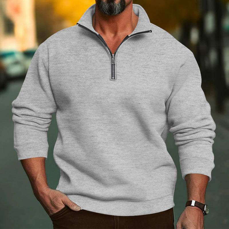 Herren Sweatshirt mit halblangem Reißverschluss und weichem Innenfutter Stilzeits