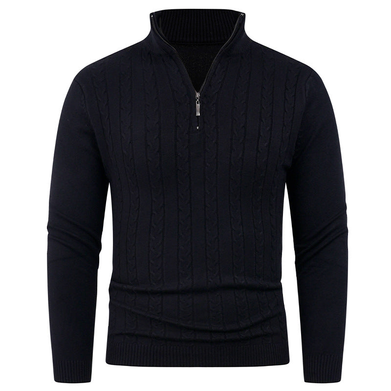Herren Strukturierter Pullover mit ZIP-Kragen Stilzeits